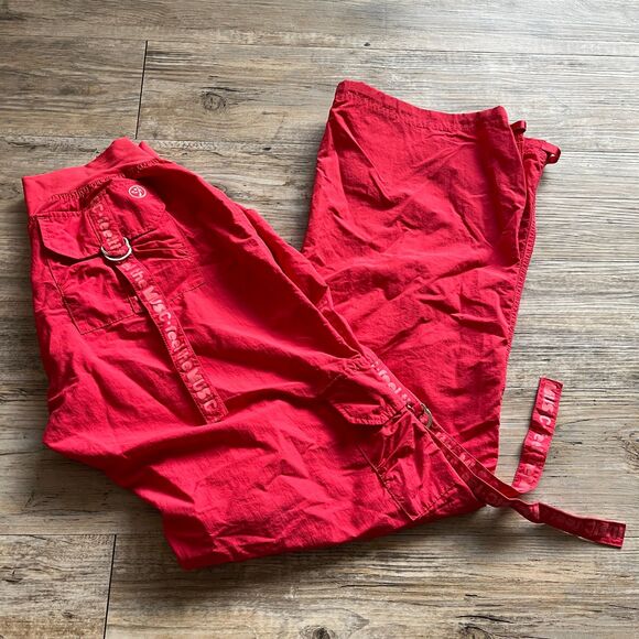 Zumba Pants Women's Large Y2K Cargo Straps Pink Coral Hooks Vintage Workout - Picture 10 of 11